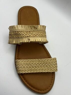 Universal Thread Braided Raffia Double-Strap Slide Sandal - Tan